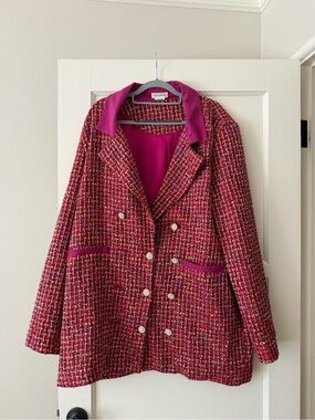 Lovers + Friends Pink Tweed Blazer Dress Size XL